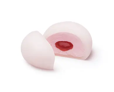 Strawberry Cream Ice Cream Warabi Mochi with Amaou Strawberry Sauce 1 ice dolce strawberry cream ice cream warabi mochi with amaou strawberry sauce